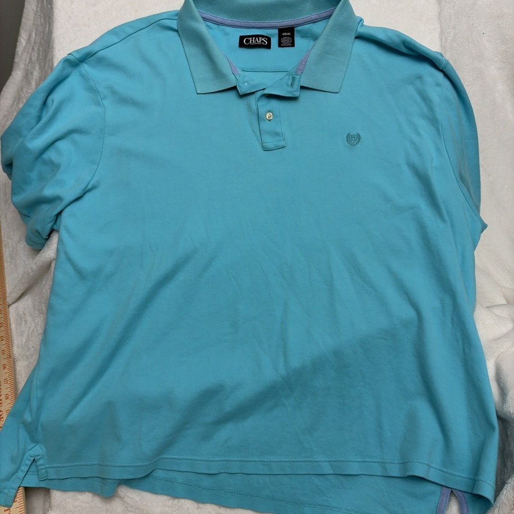 Chaps Men's 4XB Blue Polo Shirt Natural Stretch Short Sleeve Golf Casual Preppy